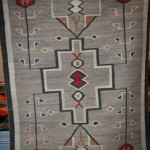 Two Grey Hills rugs, named for a former trading post in northwest New Mexico, are typically woven with handspun wool in natural colors. This example is 39 1/2 inches wide by 51 1/2 inches long. Image courtesy Old Barn Auction.