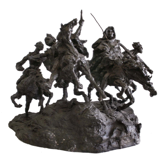 Roman Bronze Works Foundry cast Mattie Berhang's ‘Four Horsemen of the Apocalypse' in 1973. The bronze group is 27 inches high and 30 inches wide. Image courtesy William J. Jenack Auctioneers.