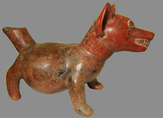 Western Mexico, Colima, redware dog, estimate $5,000-$10,000. Image courtesy Malter Galleries.