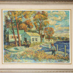 David Davidovich Burliuk (Russian, 1882-1967), Fisherman's House, oil on canvas, estimate $15,000-$20,000. Image courtesy Aberdeen Auction Galleries.