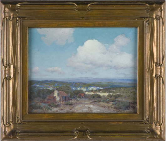 Julian Onderdonk (Texas, 1882-1922) titled his oil on panel painting 'Rock Quarries.' It sold for $29,900. Leland Little Auction & Estate Sales Ltd.