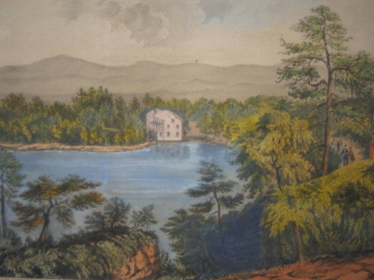 Lake Mohonk, New York – published by Currier & Ives, hand-colored engraving (Conningham), 8¼ inches by 12¼ inches, Kennedy Galleries label on verso. Presale estimate $100-$200. Image courtesy LiveAuctioneers and Housing Works.