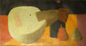 Fernando Botero (Colombian, b. 1932-), Still Life [with Mandolin], signed and dated ’57 at lower right, oil on canvas, 26½ inches by 47¾ inches. Galeria Antonio Souza label on verso. Estimate $80,000-$120,000. Image courtesy LiveAuctioneers.com and Tepper Galleries.