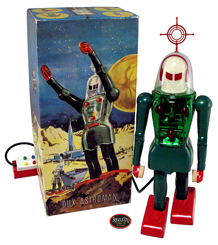 Made in Germany, this remote-control 1964 Dux-Astroman Electric Robot, is mint in the box. Image courtesy Serious Toyz.