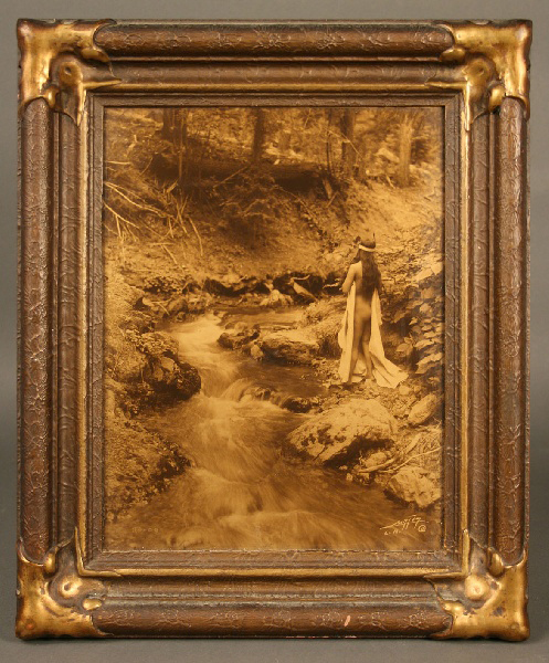 Edward Sheriff Curtis' orotone ‘The Maid of Dreams,' 1909 signed in negative lower right, retains the original Curtis Studio frame and original title label on back. It sold for $7,377. Image courtesy Case Antiques.
