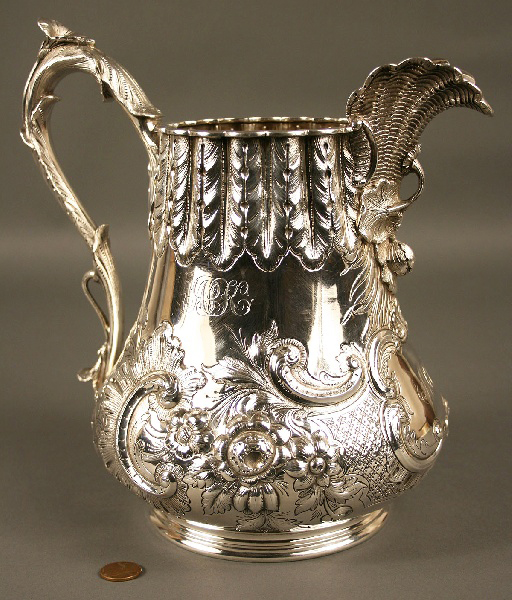 This coin silver pitcher marked 'J. E. Caldwell, Philadelphia,'sold for $2,497. Image courtesy Case Antiques.