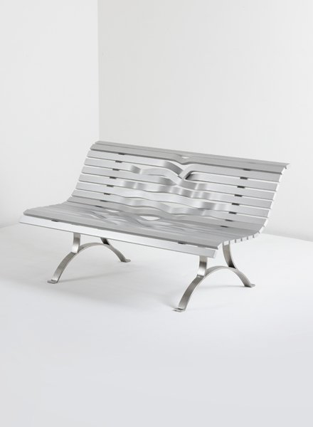 Pablo Reinoso fabricated 12, including four artist's proofs, of this ‘Aluminum Bench' last year. Made in France, the 57-inch-long bench has a $32,000-$47,000 estimate. Image courtesy of Phillips de Pury & Co.