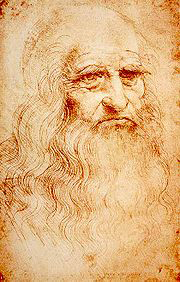 Leonardo da Vinci, as seen in a chalk self-portrait created circa 1512-1515. Courtesy Royal Library, Turin.