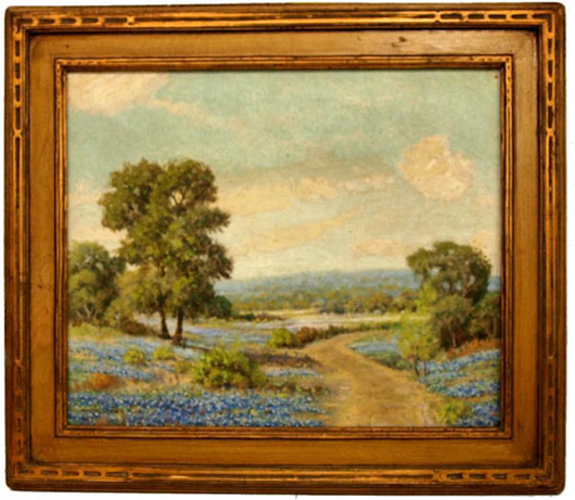 Walton Leader bluebonnet painting, est. $1,500-$2,500. Image courtesy Austin Auction Gallery.