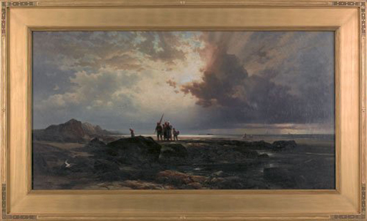 Edward Moran (American, 1829-1901), oil on canvas titled Rocs de Toqueville. Estimate $15,000-$20,000. Image courtesy LiveAuctioneers.com and Pook & Pook.