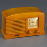 The compact Fada model 44 is prized by radio collectors. Having an butterscotch Bakelite housing, the set measures 5 1/2 by 9 by 4 inches. Image courtesy of Rago Modern Auctions and Live Auctioneers Archive.