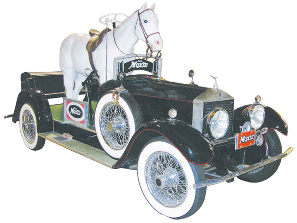 Latter 1930s replica of a Rolls-Royce version Moxiemobile, used in parades to promote the beverage Moxie ($21,850). Image courtesy Showtime Auction Services.