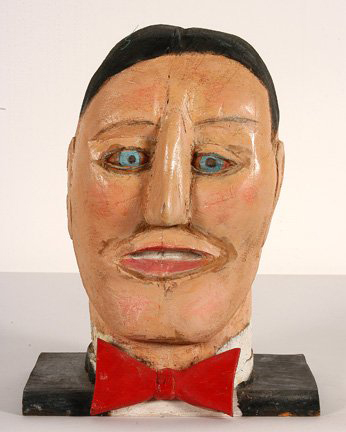 Slotin considers this carved and painted bust one of the best examples of S.L. Jones' work. The 10-inch-tall bust is from the collection of Lynne Ingram. It has an $8,000-$15,000 estimate. Image courtesy of Slotin Folk Art.