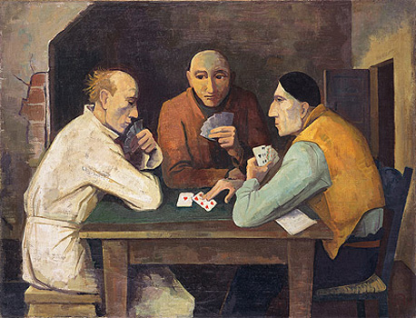 Karl Hofer, Kartenspieler, 1936. Öl auf Leinwand. Wohlert 1,243 euro. Foto von Villa Grisebach.