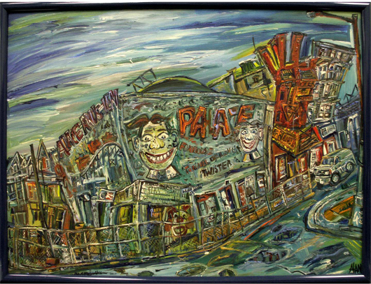 Twentieth-century New York artist Alan Streets painted ‘The Palace, Asbury Park, New Jersey,' in 2002. The 30- by 40-inch oil on canvas has an $800-$1,200 estimate. Image courtesy of William J. Jenack Estate Appraisers & Auctioneers.