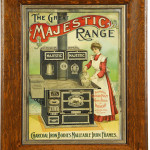 Late-19th-century embossed tin sign touting The Great Majestic Range, $7,500.