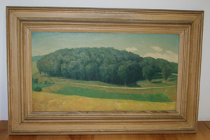 A perfectly chosen, simple wood frame, almost certainly the original, enhances this untitled 1945 landscape by American regional painter Marvin Cone (1891-1964). In September, the framed oil sold for $156,400 at a Leslie Hindman auction in Chicago. Image courtesy Leslie Hindman Auctioneers.