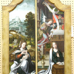 ‘The Annunciation’ and the ‘Rest on the Flight into Egypt’ are depicted on this oil on panel diptych from the workshop of Dutch master Pieter Coeke van Aelst the Elder. Image courtesy of Clars Auction Gallery.