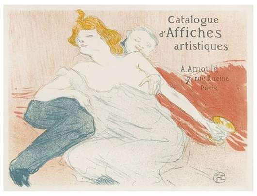 Toulouse-Lautrec’s 1896 poster titled ‘Catalogue d’ Affiches Artistiques’ carries a $30,000-$35,000 estimate. The framed poster is 10 1/2 by 14 inches. Image courtesy Bloomsbury Auctions.