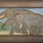 This rare horizontal Grueby tile features an incised and embossed scene of a family of elephants, covered in polychrome matte glazes. The example, mounted in a period Arts and Crafts frame, sold in June 2009 for $26,400. Courtesy Rago Arts and Auction Center