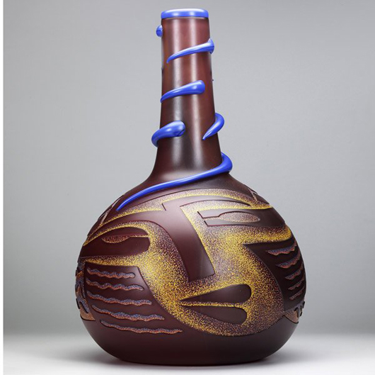 Dan Dailey large sculptural glass vessel titled Picture Man, $19,520. Image courtesy Sollo Rago Modern Auctions.