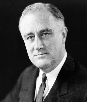 1933 photograph of Franklin Delano Roosevelt (1882-1945), 32nd President of the United States. Public domain image in USA.