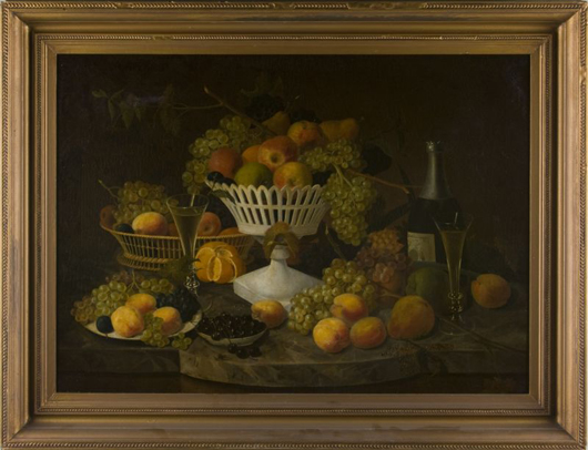Paul Lacroix (New Jersey/New York, 1827-1869) signed this still life oil on canvas lower left. The estimate is  $15,000-$25,000. Image courtesy Leland Little Auction & Estate Sales Ltd.