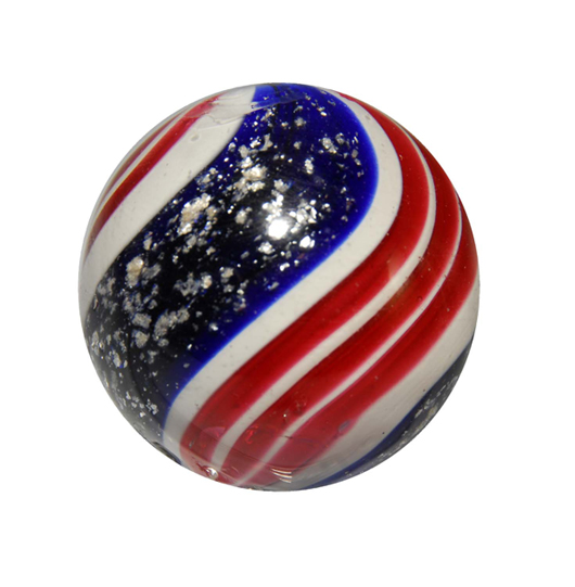 Peppermint with mica marble, 1¾ inches diameter. Estimate $800-$1,200. Image courtesy Dan Morphy Auctions.