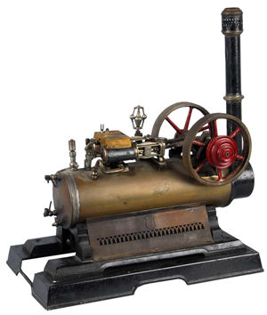 Circa-1909 Marklin No. 4157/11 overtype toy steam engine with intricate mechanism and detailing that puts it on par with a scale model. Size 20 inches by 16 inches. Estimate $3,000-$6,000. Image courtesy Dan Morphy Auctions.