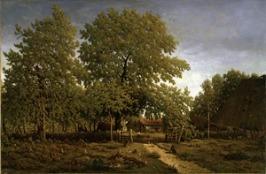 Farm in the Landes (House of the Garde), painted between 1844 and 1867, by Pierre Étienne Théodore Rousseau. Oil on canvas, 25 1/2 x 39 in. Sterling and Francine Clark Art Institute, Williamstown, Massachusetts