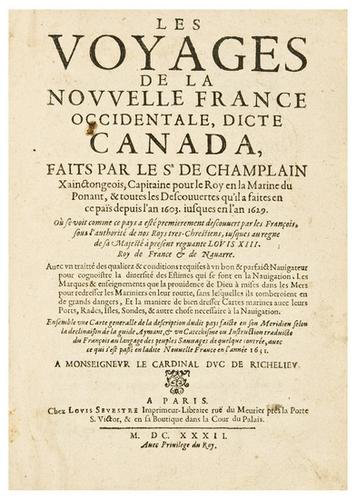 A separate travel book by Samuel de Champlain (1567-1635), 'Les Voyages de la Nouvelle France occidentale, dicte Canada,' achieved $195,000 It was published in Paris in 1632
