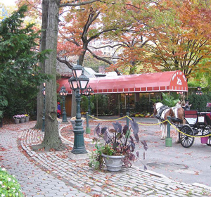 Looking west at entrance canopy of Tavern on the Green. Photo taken Nov. 5, 2008 by Jim Henderson.