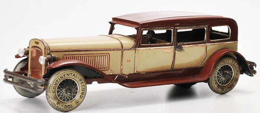 This luxury Sedan from Bub is in excellent original condition. The German-made tin windup has an estimate of $15,400-$25,100. Image courtesy of Antico Mondo.