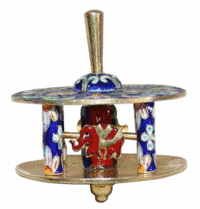 This unusual enameled silver dreidel was made in Israel. It was offered for sale online recently by Mir-el Antiques of Ramat Gan, Israel, for $175.