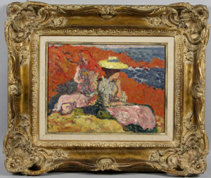 Louis Valtat (French, 1869-1952), Jeune Femmes Sur Les Rochers, 1902. Oil on canvas, 11 inches by 13 3/4 inches. Est. $30,000-$50,000. Image courtesy of Kaminski Auctions.