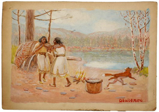 Edwin Dunning Native-American painting, est. $700-$1,200. Image courtesy Kimball M. Sterling.