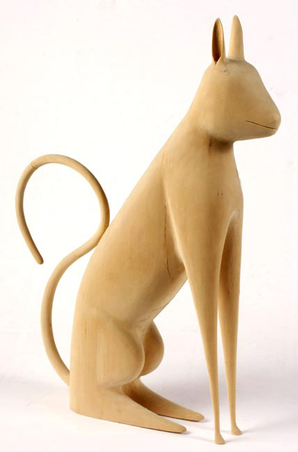 Largest known size cat carved by Linville Barker, est. $3,000-$5,000. Image courtesy Kimball M. Sterling.