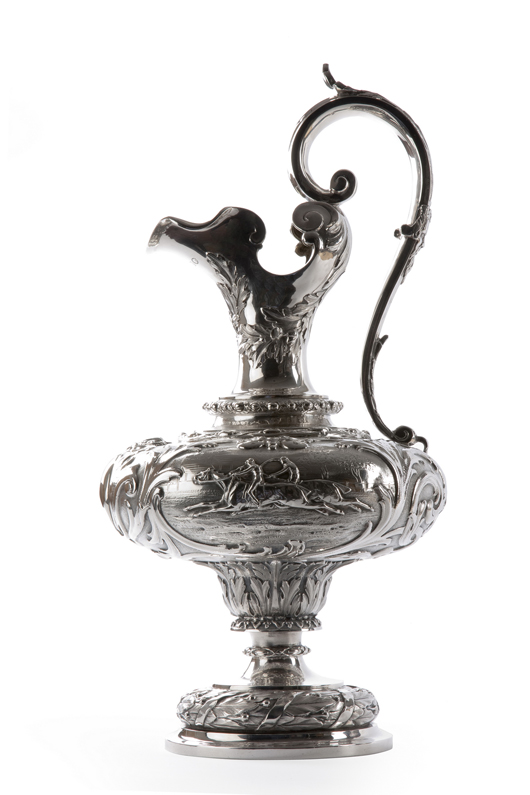 This silver jug, by C. & G. Fox, London, 1857, will be offered by Stephen Kalms Antiques for around £5,750 ($9,400) at the Kilhey Court Antiques Weekend in Standish, Lancashire, Jan. 15-17.