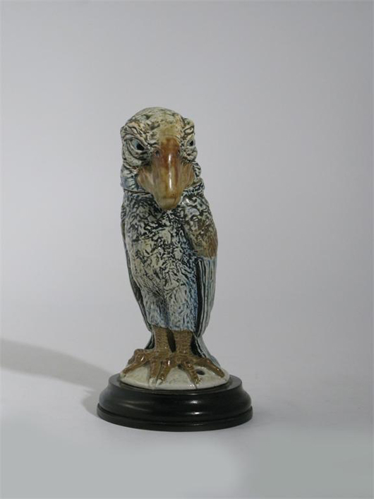 A Martin Brothers 'Wally' bird provenanced to the Jordan Volpe collection, which drew a £9,000 ($14,600) at Woolley & Wallis' recent decorative arts sale.