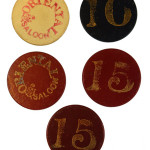 These vintage clay poker chips marked 'Oriental Saloon' sold at an auction in May 2007 for $1,700. Image courtesy of Engle Auction Co., Ennis, Mont., and Live Auctioneers archive.