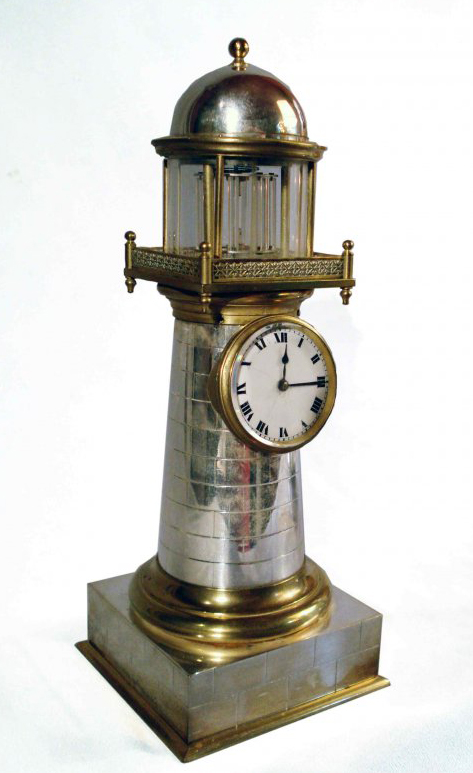 This late 19th-century French-made industrial “lighthouse” clock with oscillating ‘light’ shined at $3,450. Image courtesy of Gordon S. Converse & Co.