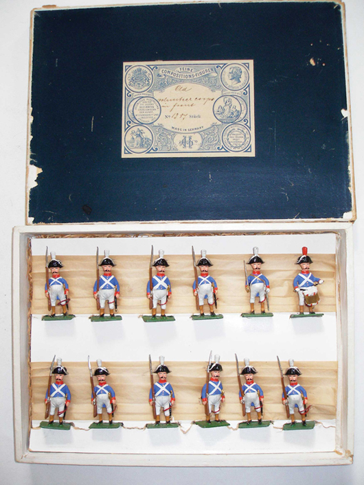 Circa-1910 Heyde Old Volunteer Corps Set #1387 with original box, $3,835.
