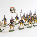 Heyde 15-piece set made in 1890 depicting Frederick the Great on white horse, with flag bearer, guards and two African drummers. Sold for $4,425 against an estimate of $700-$1,000.