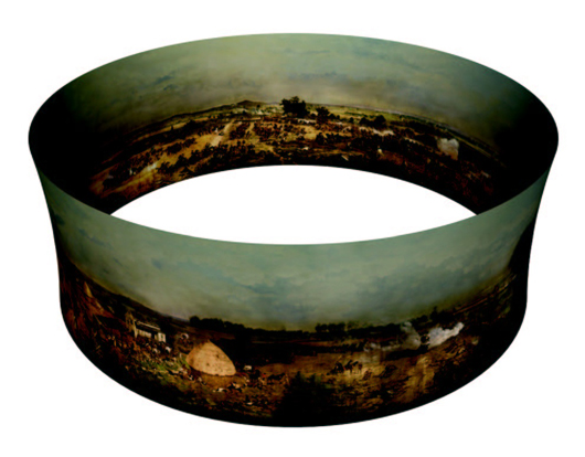 Overhead view of the Gettysburg Cyclorama in its entirety. Image courtesy of The Gettysburg National Battlefield Museum Foundation.