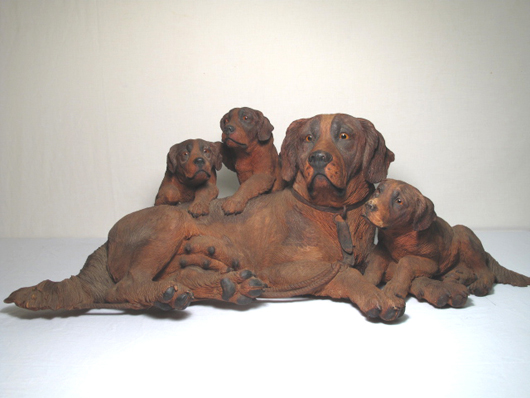 Rarer than any breed at Westminster, a circa-1900, 39-inch-wide Black Forest carved tableau of a St. Bernard dog and pups took the blue ribbon at Auctions Neapolitan’s Jan. 23 sale when it sold for $30,590 against an estimate of $6,000-$8,000.