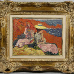 Louis Valtat’s oil painting titled ‘Jeune Femmes Sur Les Rochers’ measures 11 inches by 13 3/4 inches. Estimated at $30,000-$50,000, it sold for $54,050 inclusive of premium. Image courtesy of Kaminski Auctions.