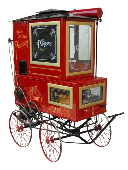 1894 popcorn and peanut vending cart similar to those seen on seaside boardwalks over a century ago, $7,500. Image courtesy Dan Morphy Auctions.