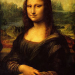 The Mona Lisa, or La Gioconda, painted 1503-1505 by Leonardo da Vinci (1452-1519). Oil on cottonwood, 30 1/4 inches by 20.87 inches. The painting is displayed in The Louvre, Paris.