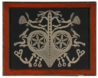 Cowan's Auctions in Cincinnati sold this Pennsylvania cut-work valentine made in the early 1800s for $1,000.