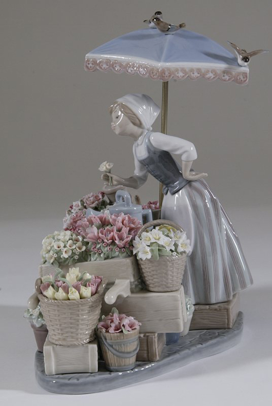Llardro issued ‘Flowers of the Season,’ in 1993. The group is 11 3/4 inches high. It is in mint condition and has a $1,000-$2,000 estimate. Image courtesy of Midwest Auction Galleries.